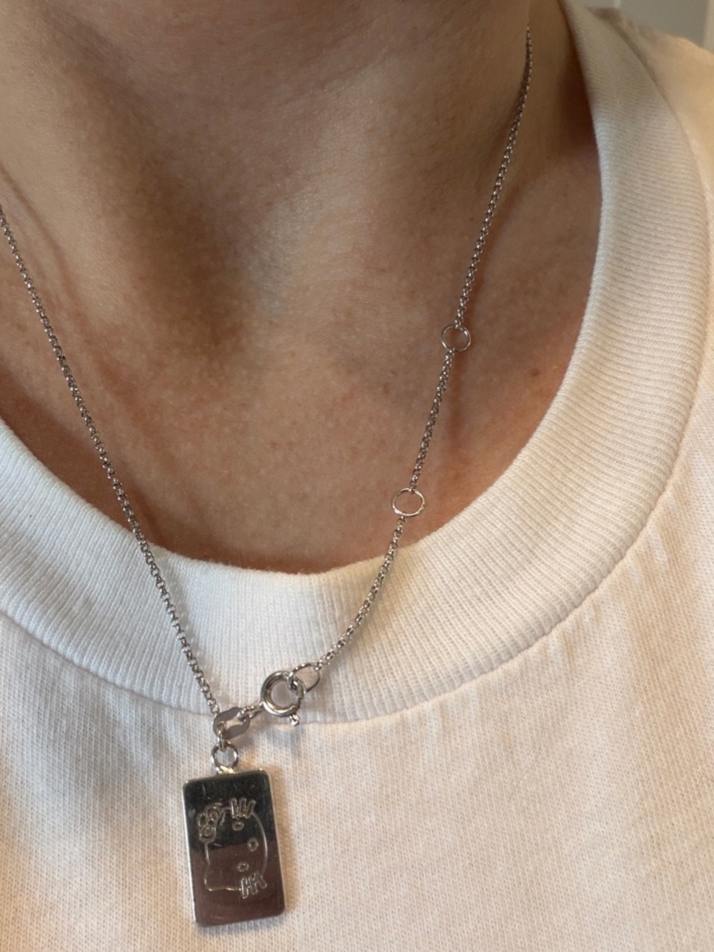 Y2K Hello Kitty Sanrio 925 gold plated Diamonique pendant Necklace Rare - Picture 6 of 8